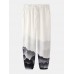 Mens Casual Landscape Print Drawstring Loose Pants