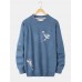 Mens Chinoiserie Crane Embroidery Raglan Sleeve Warm Knitted Sweaters