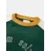 Mens Color Block Letter Embroidery Crew Neck Knitted Pullover Sweaters